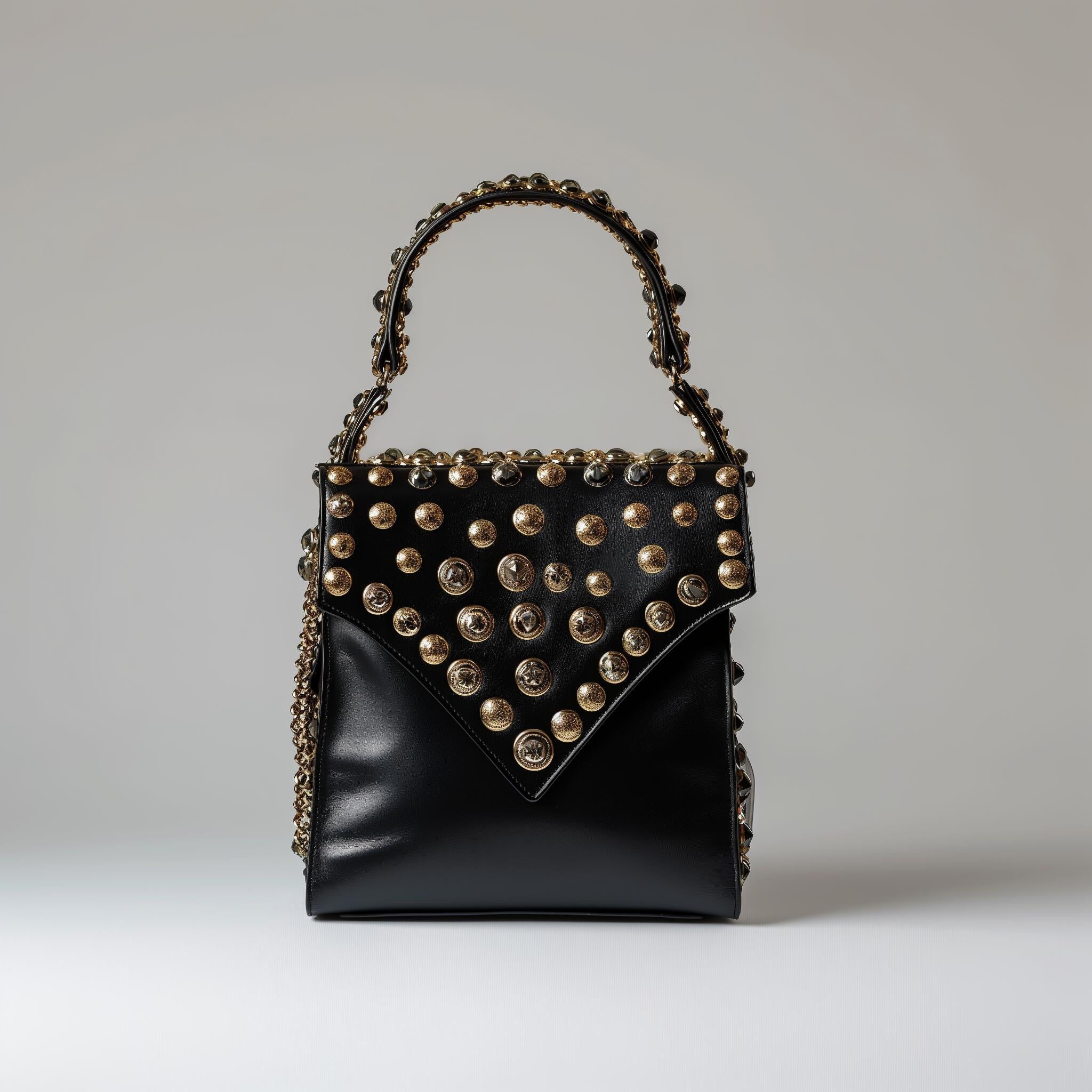 Studded Black Luxury Handbag -  MODE & MUSE